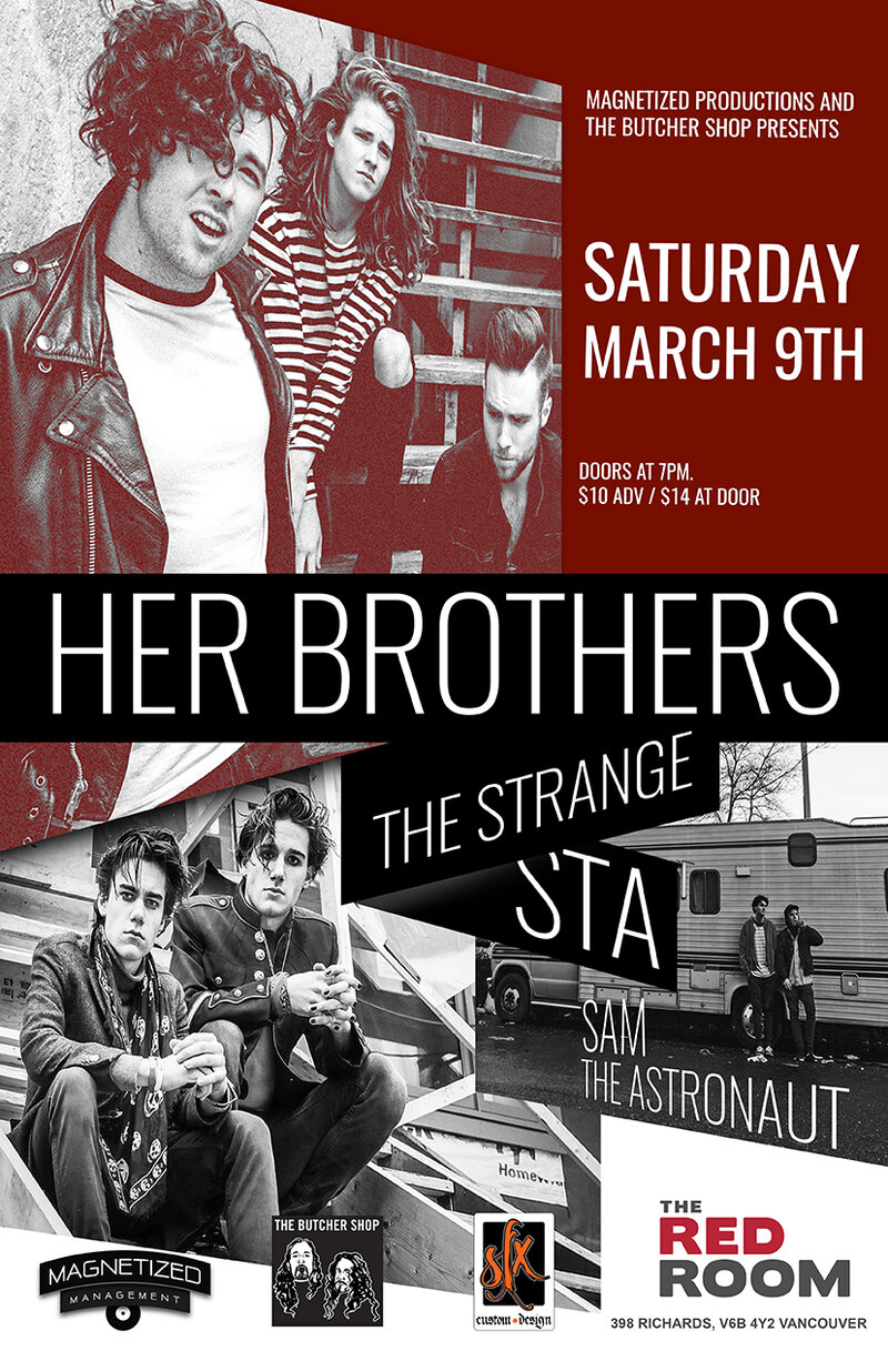 Her Brothers, Strange,  Sam The Astronaut @ The Red Room Mar 9 2019 - Jun 14th @ The Red Room