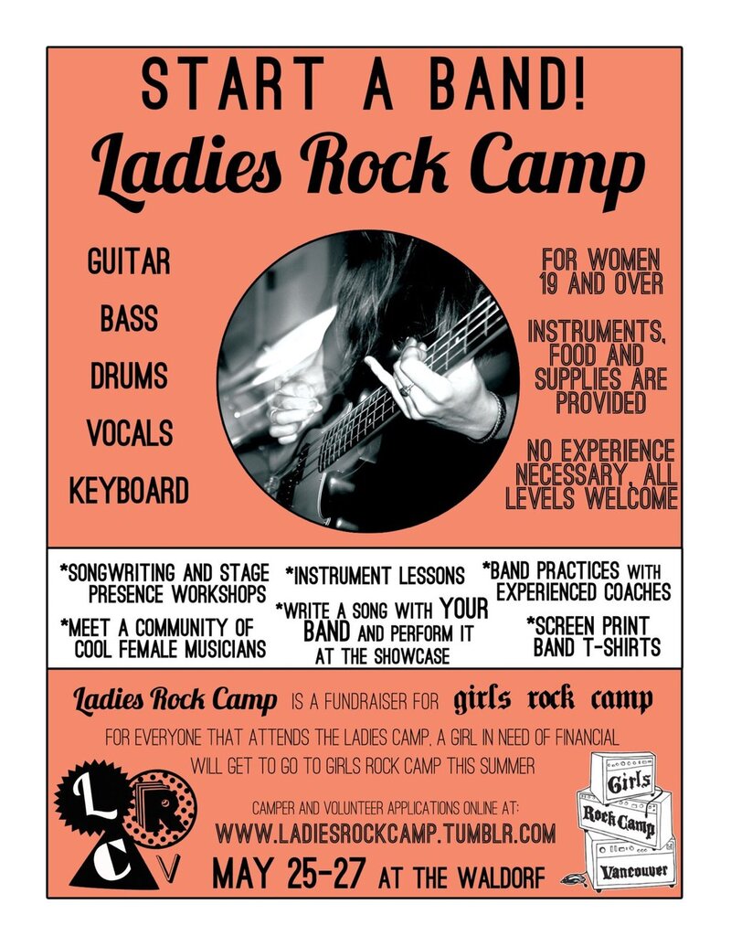 Start a band at Ladies Rock Camp! May 25-27: Insert Your Band Name Here!, Four New Camper Bands @ The Waldorf May 25 2012 - Jun 27th @ The Waldorf