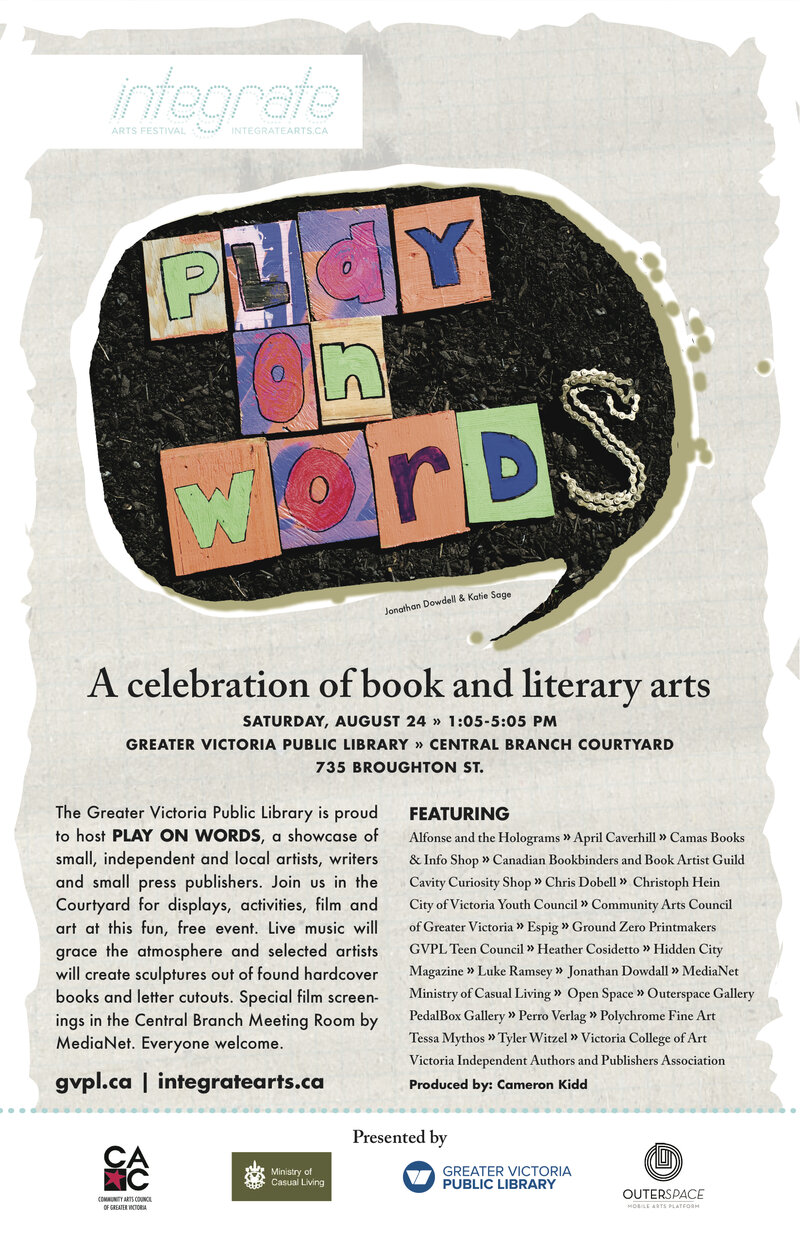 Play On Words @ Greater Victoria Public Library - Central Branch Courtyard Aug 24 2013 - Jul 11th @ Greater Victoria Public Library - Central Branch Courtyard