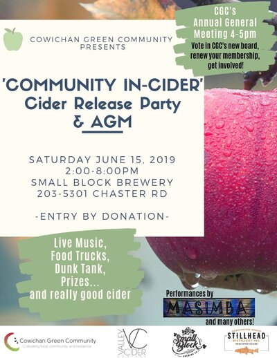 Community In-Cider' Cider Release Party & AGM: Masimba Marimba, Greg & Co, Mbira Spirit, Lip Forest @ Small Block Brewery - Jun 15, 2019