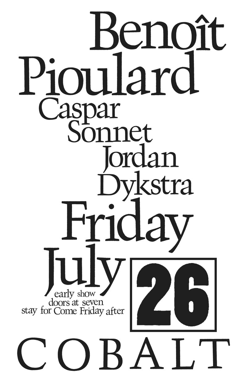 Benoît Pioulard, Caspar Sonnet, Jordan Dykstra @ The Cobalt - Jul 26, 2013