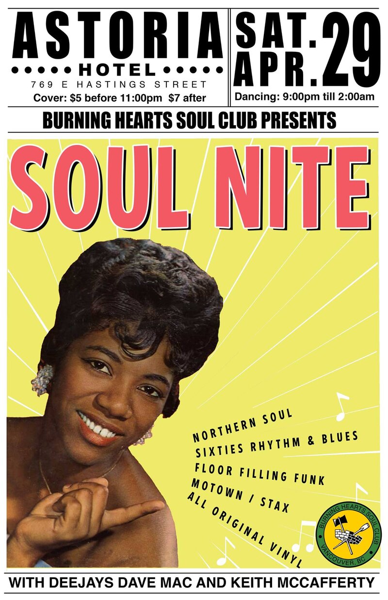 Burning Hearts Soul Club: DJ Keith McCafferty, DJ Dave Mac @ The Astoria Apr 29 2017 - Jun 8th @ The Astoria