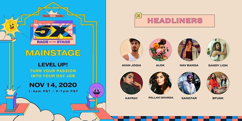 5X Festival - Mainstage: Avan Jogia, ALOK, Nav Banga  (Browngirllifts), Sangtar, Sandy Lion, KayRay, Pallavi Sharda, BFunk @ Online Nov 14 2020 - May 13th @ Online