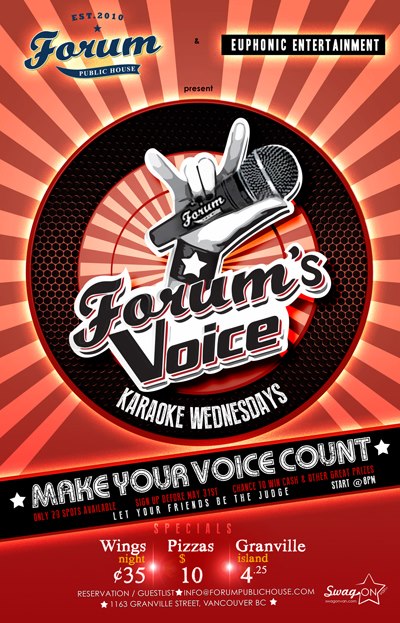 Karaoke Wednesday - The Forum's Voice! @ The Forum May 8 2013 - May 7th @ The Forum