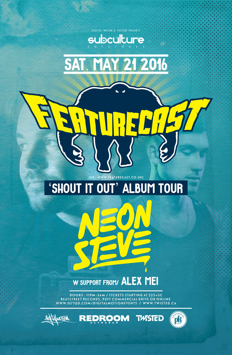 SUBcultureSaturdays feat: Featurecast, Neon Steve, Alex Mei @ The Red Room May 21 2016 - May 10th @ The Red Room