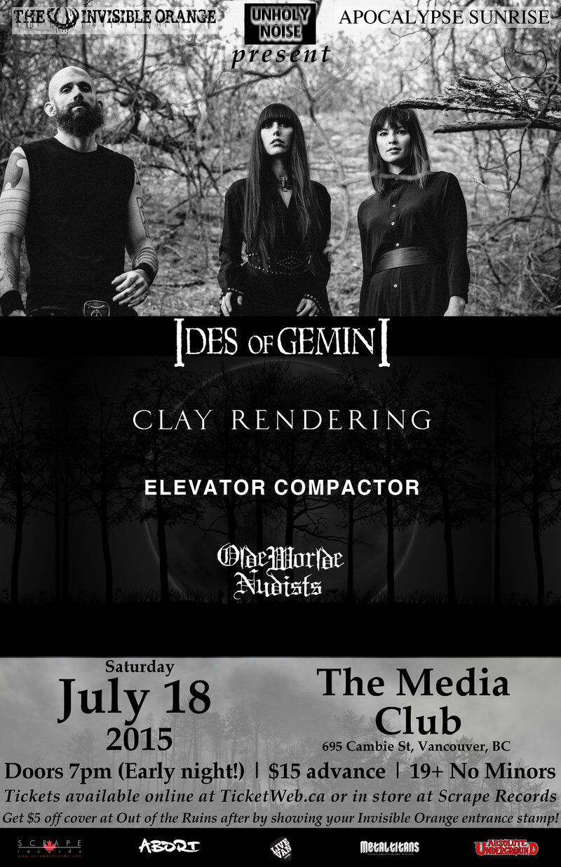 Ides of Gemini, Clay Rendering, Elevator Compactor, Olde Worlde Nudists @ The Media Club Jul 18 2015 - Jun 9th @ The Media Club