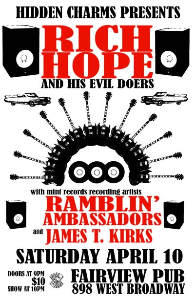 Hidden Charms Presents: Rich Hope, The Ramblin&rsquo; Ambassadors, The James T. Kirks @ Fairview Pub Apr 10 2010 - May 15th @ Fairview Pub