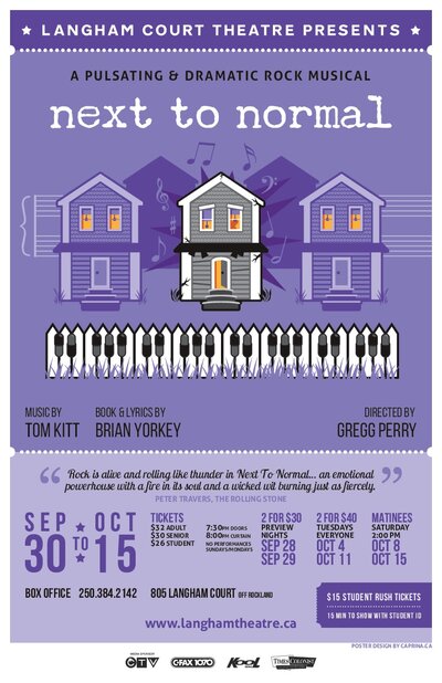 Next To Normal: Music by Tom Kitt, Book and Lyrics by Brian Yorkey, Directed by Gregg Perry, Music Direction by Steve Horak @ Langham Court Theatre Oct 5 2016 - Jul 11th @ Langham Court Theatre