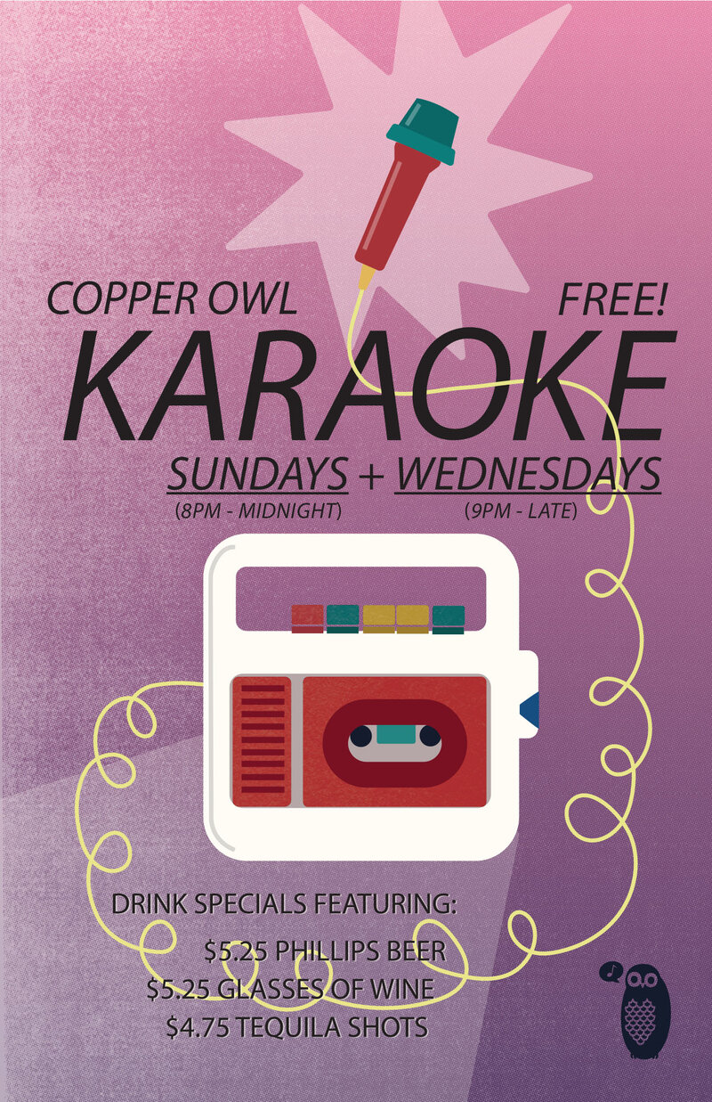 Karaoke Wednesdays: feat. you yah rockstar! @ Copper Owl Jan 16 2019 - Jun 4th @ Copper Owl