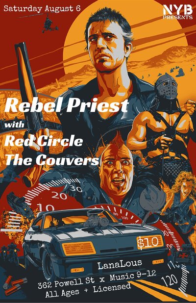 Rebel Priest, Red Circle, The Couvers @ LanaLou's Aug 6 2016 - Jun 14th @ LanaLou's