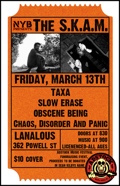 Taxa, Slow Erase, Obscene Being, CDP @ LanaLou's Mar 13 2015 - Jun 14th @ LanaLou's