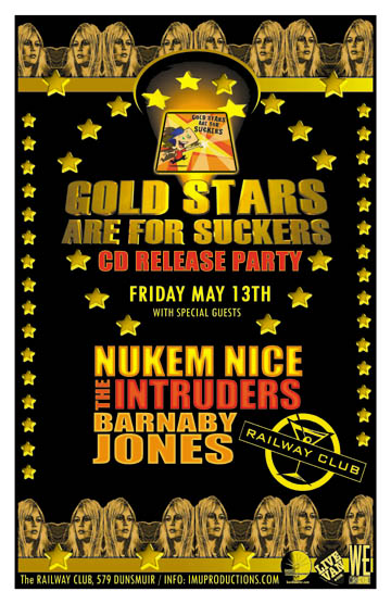 Late show: IMU presents: Gold Stars Are For Suckers, The Intruders, Barnaby Jones, NUKEM NICE  @ Railway Club May 13 2011 - May 7th @ Railway Club