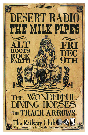 Desert Radio, Milk Pipes, Wonderful Diving Horses, TRACK ARROWS @ Railway Club Dec 9 2011 - May 10th @ Railway Club