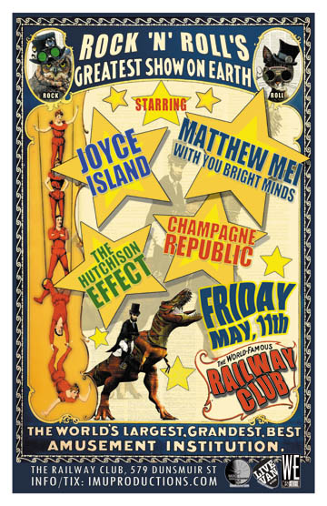 The Hutchison Effect , Matthew Mei, Joyce Island, Joyce Island, Champagne Republic @ Railway Club May 11 2012 - May 10th @ Railway Club