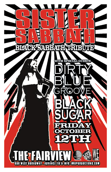 SISTER SABBATH (Black Sabbath Tribute) w/ special guests: Sister Sabbath, The Dirty Blue Groove, Black Sugar @ Fairview Pub Oct 12 2012 - May 20th @ Fairview Pub