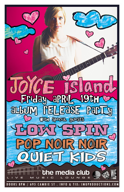 JOYCE ISLAND EP Release Party w/ special guests: Joyce Island, POPNOIRNOIR, Low Spin, Quiet Kids @ The Media Club Apr 19 2013 - May 6th @ The Media Club