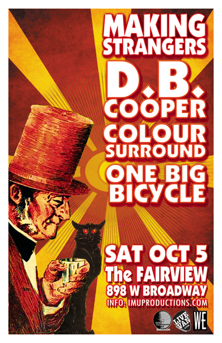D.B.Cooper, Making Strangers , Coloursurround, One Big Bicycle @ Fairview Pub Oct 5 2013 - May 8th @ Fairview Pub