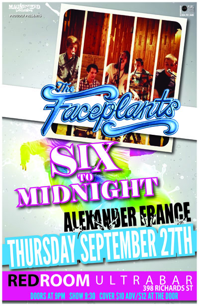 The Faceplants, Six to Midnight, Alexander France @ The Red Room Sep 27 2012 - Jun 13th @ The Red Room