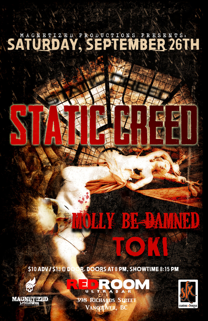 Static Creed, MOLLY BE DAMNED, TOKI @ The Red Room Sep 26 2015 - Jun 21st @ The Red Room