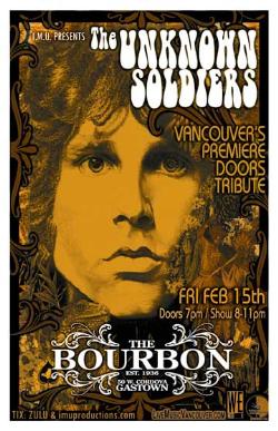 The UNKNOWN SOLDIERS 3 hr Doors Tribute Extravaganza!: The Unknown Soldiers @ The Bourbon Dec 31 1969 - Jun 9th @ The Bourbon