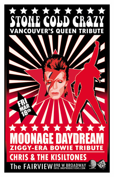 Stone Cold Crazy, Moonage Daydream, Chris & The Kisiltones @ Fairview Pub Mar 18 2016 - May 10th @ Fairview Pub