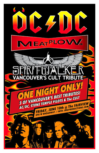 AC/DC, STP & CULT Tribute show!:  OC/DC , MEATPLOW, Spiritwalker @ Fairview Pub Jun 10 2016 - Jun 5th @ Fairview Pub