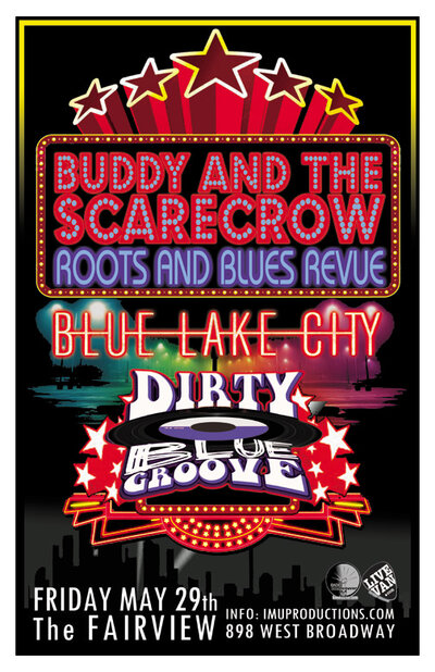 BUDDY AND THE SCARECROW, BLUE LAKE CITY, The Dirty Blue Groove @ Fairview Pub May 29 2015 - May 14th @ Fairview Pub