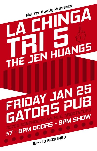 La Chinga, Tri5, The Jen Huangs @ Gator's Pub Jan 25 2013 - Jun 11th @ Gator's Pub