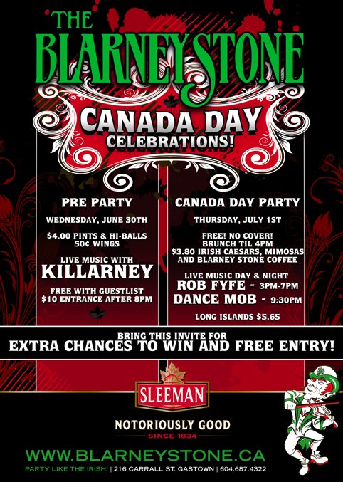 Canada Day FestivitiesCanada Day! Two days & Nights to get your Groove On… @ Blarney Stone - Jun 30, 2010