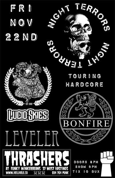 TOURING HARDCORE~~: Night Terrors (CANCELLED), LUCID SKIES, Bonfire (CANCELLED), LEVELER @ Funky Winker Beans Nov 22 2013 - May 1st @ Funky Winker Beans