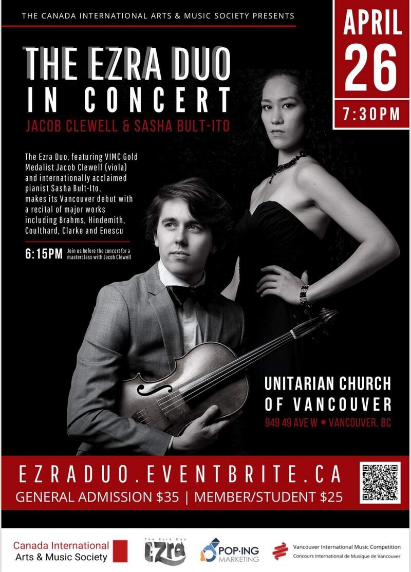 Jacob Clewell, Sasha Built-Ito, The Ezra Duo @ Unitarian Church of Vancouver Apr 26 2019 - May 9th @ Unitarian Church of Vancouver