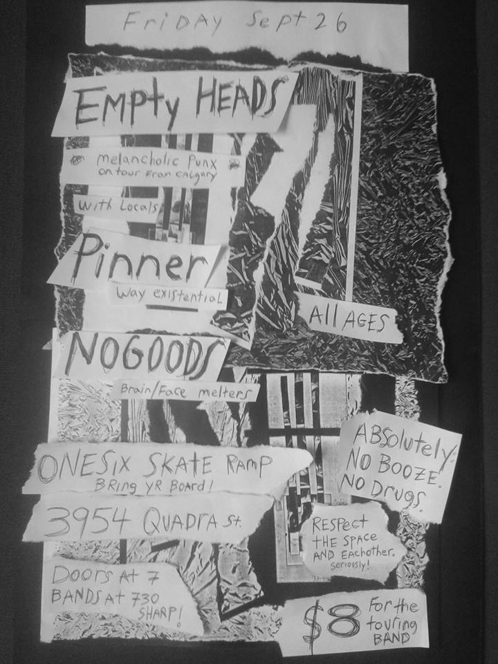 EMPTY HEADS, Pinner, NoGoods @ OneSix Boards Sep 26 2014 - Jun 6th @ OneSix Boards