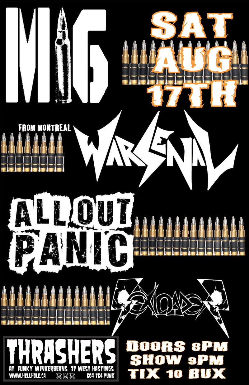 M16, WARSENAL, ALL OUT PANIC, Sexloader @ Funky Winker Beans Aug 17 2013 - May 10th @ Funky Winker Beans
