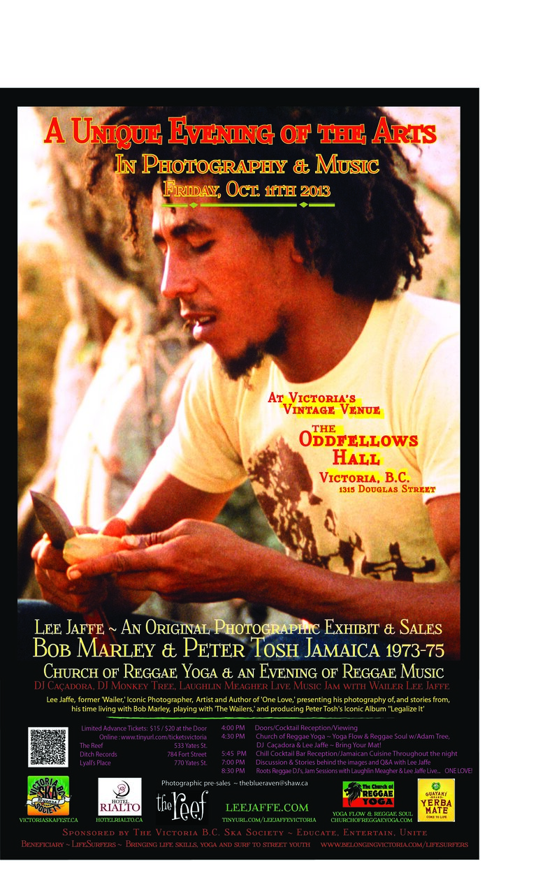 Original Photographic Exhibit & Sales ~ Bob Marley & Peter Tosh, Roots Reggae Jam, Former Wailer Lee Jaffe @ Victoria's Vintage 'Odd Fellows Hall' Oct 11 2013 - Jul 12th @ Victoria's Vintage 'Odd Fellows Hall'