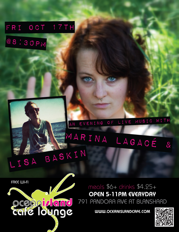 An Evening of Live Music: Marina Lagac&eacute;, Lisa Baskin @ Ocean Island Lounge Oct 17 2014 - Jun 14th @ Ocean Island Lounge