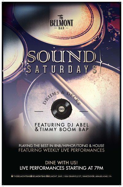 Late Night Entertainment: Drums and Decks  @ Belmont Bar May 28 2016 - May 16th @ Belmont Bar