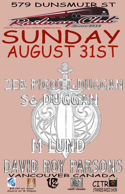 Zeb Pigott-Duggan, David Roy Parsons, M.Lund @ Railway Club Aug 31 2014 - May 8th @ Railway Club