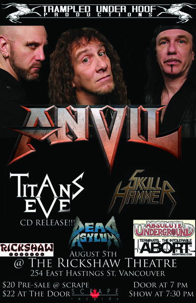Anvil, Titans Eve, SKULLHAMMER, Dead Asylum @ Rickshaw Theatre - Aug 05, 2012