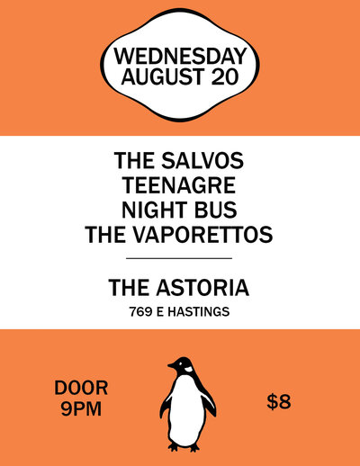 Garage-Indie-Psych-Punk: The Salvos, Teenagre, Nightbus, The Vaporettos @ The Astoria  Aug 20 2014 - May 7th @ The Astoria 
