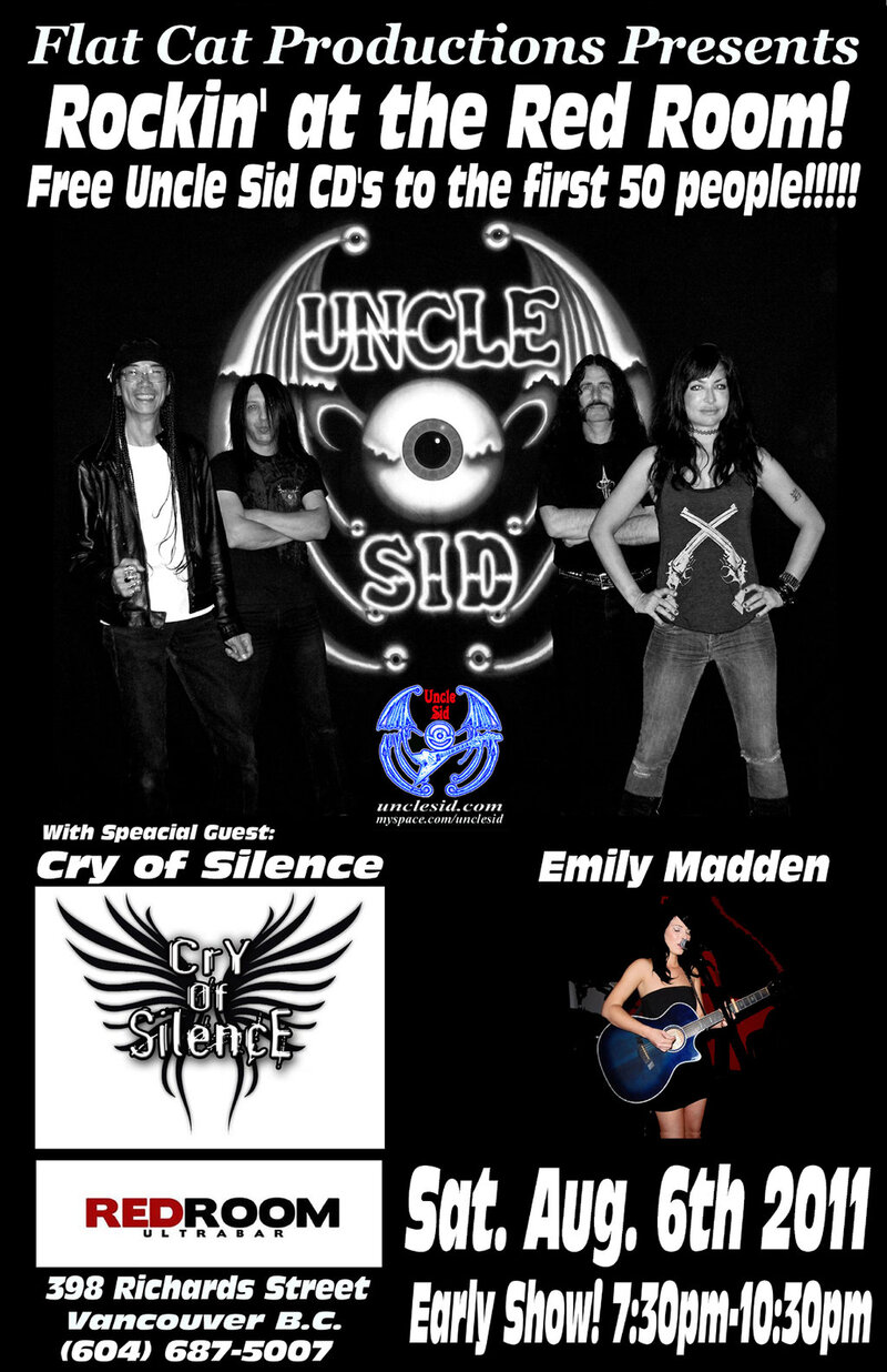 Uncle Sid, Cry of Silence, Gypsy James @ The Red Room Aug 6 2011 - May 6th @ The Red Room