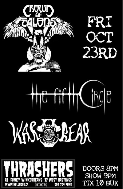 Crown of Talons, The Fifth Circle, WAR BEAR @ Funky Winker Beans Oct 23 2015 - May 6th @ Funky Winker Beans
