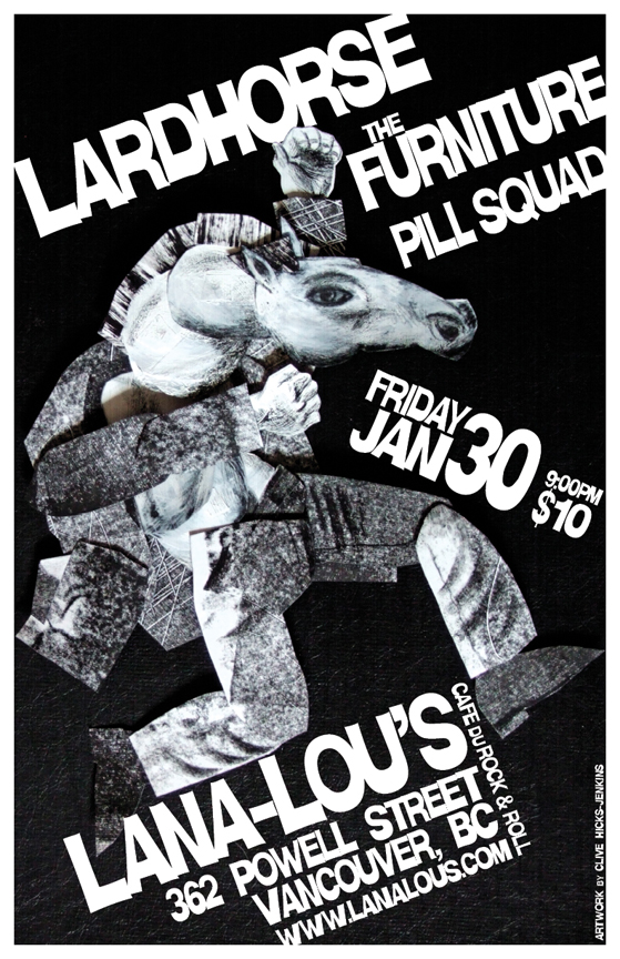 Three-pronged punk-rock-&-roll attack!!: Lardhorse, The Furniture, Pill Squad @ LanaLou's Jan 30 2015 - Jun 9th @ LanaLou's