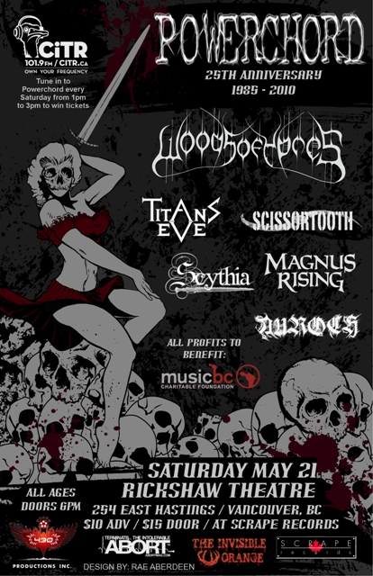 Powerchord 25 Anniversary show: Woods of Ypres, Titans Eve, Scissortooth, Scythia, Magnus Rising, innertwyne @ Rickshaw Theatre May 21 2011 - May 6th @ Rickshaw Theatre