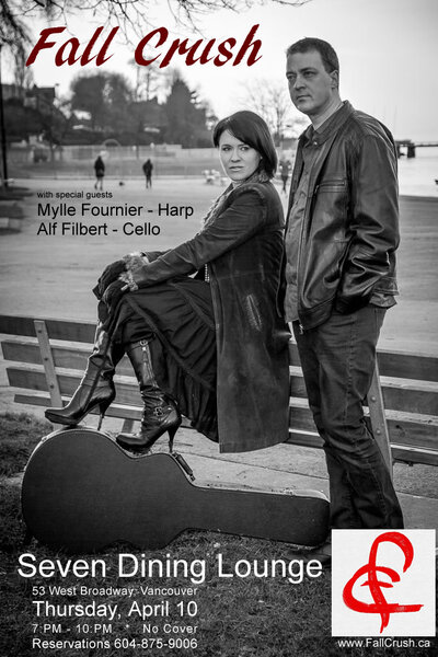 Fall Crush, Mylle Fournier  (Harp), Alf Filbert  (Cello) @ Seven Dining Lounge Dec 31 1969 - May 10th @ Seven Dining Lounge
