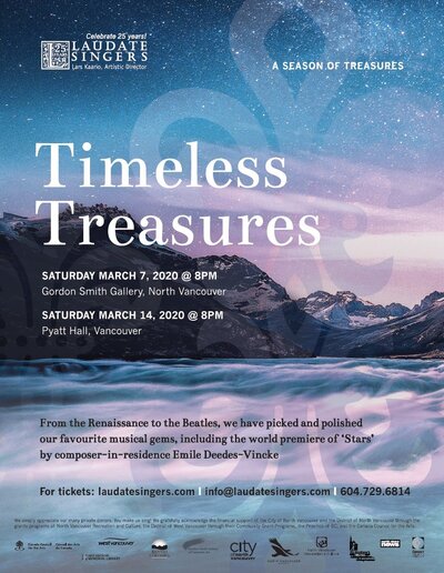 Timeless Treasures: Laudate Singers @ Gordon Smith Gallery of Canadian Art, 2121 Lonsdale, North Vanco - Mar 07, 2020