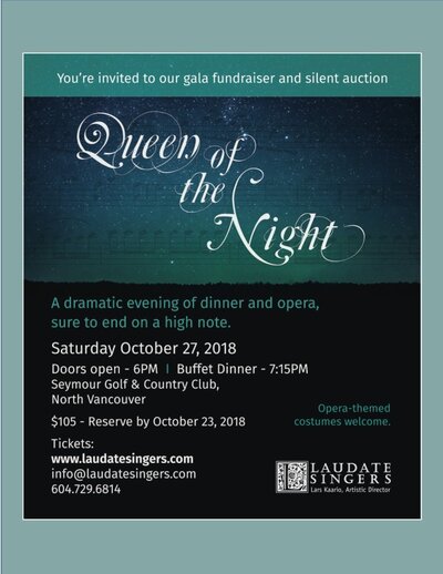 Queen of the Night Dinner & Concert Gala: Laudate Singers @ Seymour Golf & Country Club - Oct 27, 2018