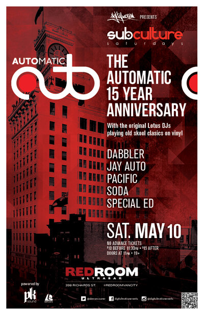 THE AUTOMATIC 15 YEAR ANNIVERSARY at SUBculture Saturday's! @ The Red Room May 10 2014 - Jun 15th @ The Red Room