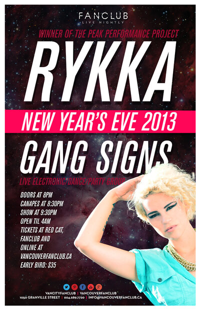 Rykka, Gang Signs, Dj the Douggernaut @ Vancouver FanClub Dec 31 2013 - Jun 15th @ Vancouver FanClub