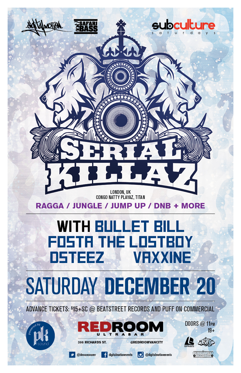 SUBculture Saturday's Feat: SERIAL KILLAZ @ The Red Room Dec 20 2014 - Jun 14th @ The Red Room