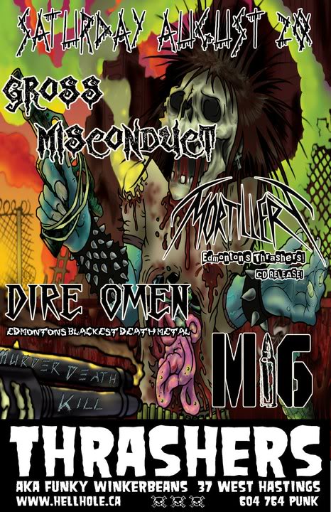 MORTILLERY, DIRE OMEN, The Jen Huangs, M16 @ Funky Winker Beans Aug 20 2011 - May 10th @ Funky Winker Beans